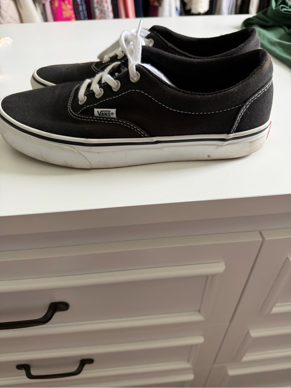 Vans Black and White Low-Top Canvas Sneakers